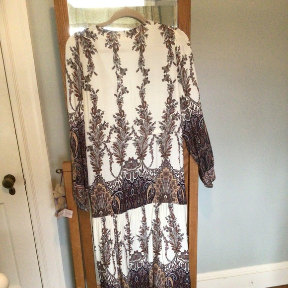 Womens Paisley and Floral Printed Boho Maxi Dress in Brown multi sz medium - Picture 5 of 5